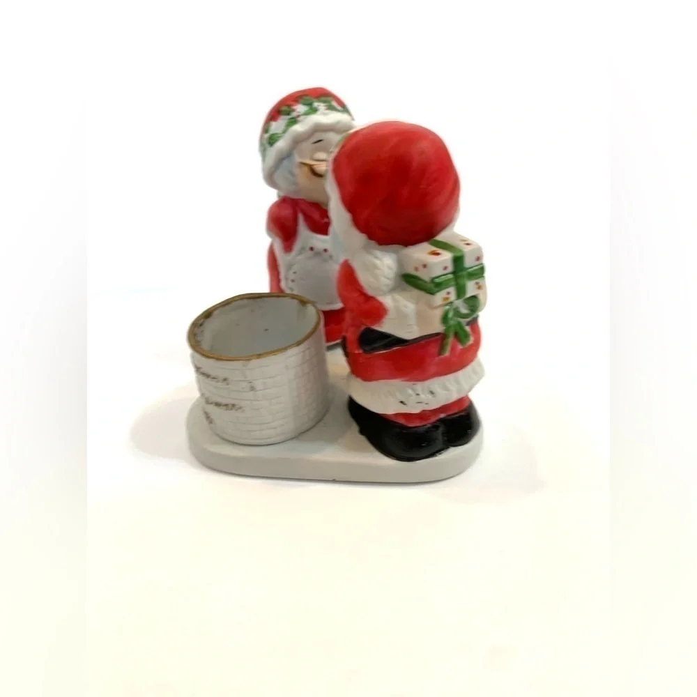 Jasco Christmas Happiness 1981 Figurine Candle Holder Mrs Santa Claus Bisque vtg